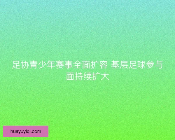 足协青少年赛事全面扩容 基层足球参与面持续扩大